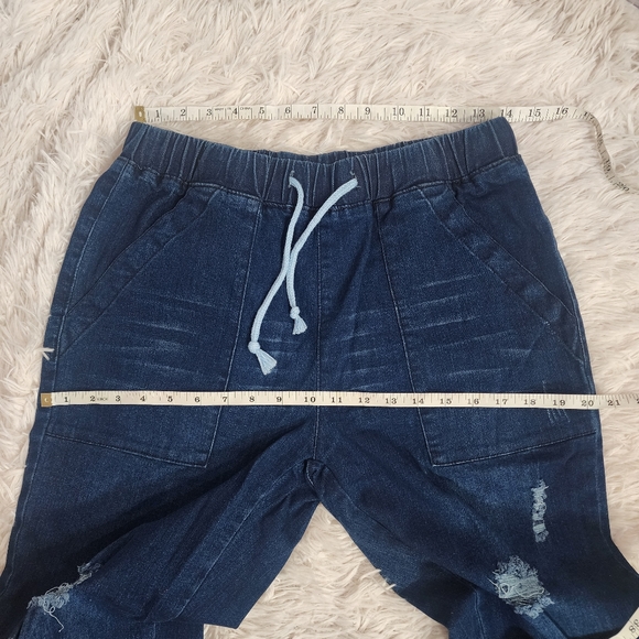 Women Pull-on Distressed Denim Joggers Elastic Waist Stretch Pants/ MEDIUM/NWOT - Picture 11 of 14